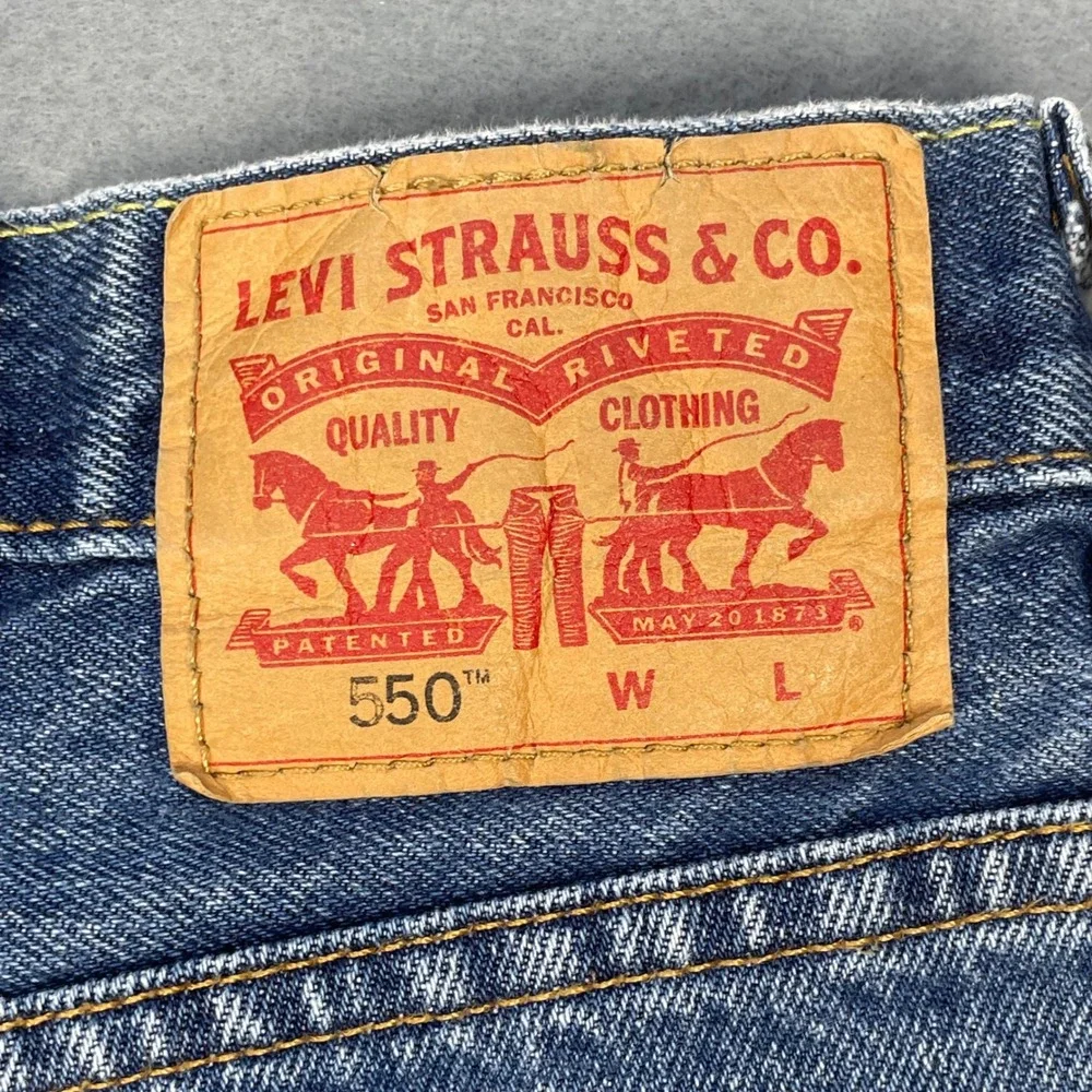 Levi's Blue 550 Relaxed Fit Tapered Leg Jeans Mens 40x36